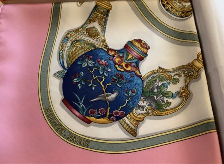 Hermes Seidentuch Foulard rosa mehrfarbig Neu