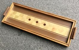 Vintage Serviertablett, Mid Century, Strohintarsien & Holz