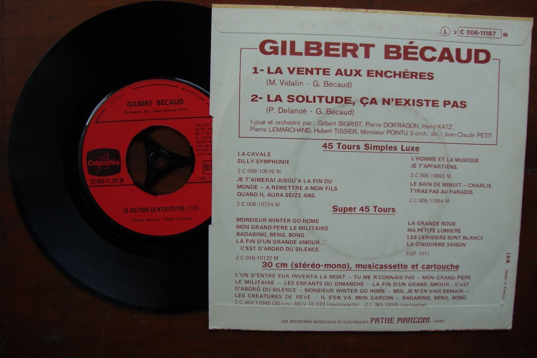 Dischi in vinile: GILBERT BÉCAUD - LA VENTE AUX ENCHÈRES – Usato da Bern venduto da Uli_10_11 1