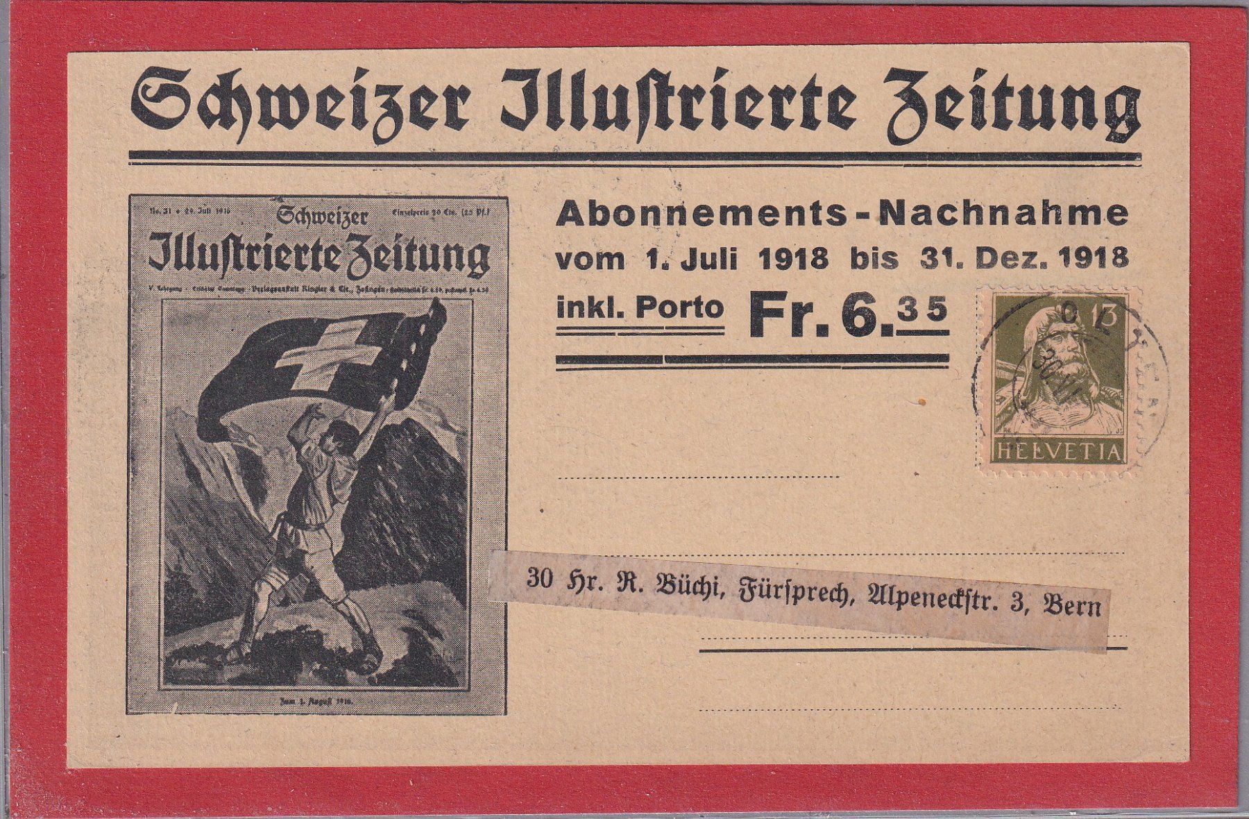 Cartoline postali: Zofingen vom Heiterplatz 1918 – Usato da Orvin venduto da Pyaeschli 1