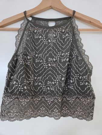 Intimissimi Langarmshirt mit Spitzendetail olivfarben