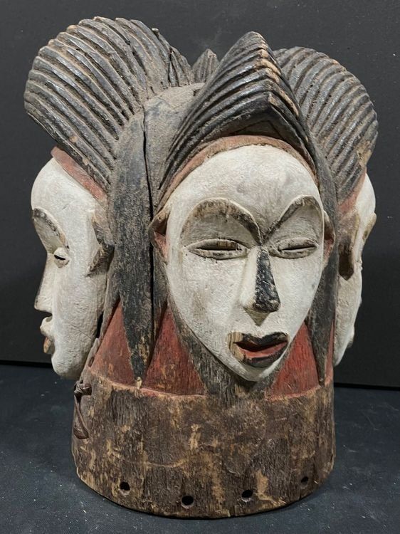 Internationale Kunst: 🛖 Magnificent Punu Gabon 4 heads mask 19-20 century 🛖 – Gebraucht aus Morges von 4WLS 2