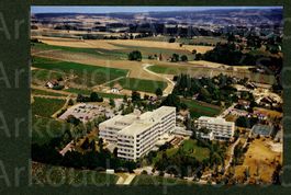 AK color Morges VD l’ Hôpital,vue aérienne,Flugbild ≈ 1980