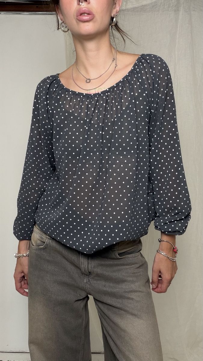 Chemisiers: Blouse TODAY polka dot grey size M – D'occasion à Knonau par Grapesvintage 1