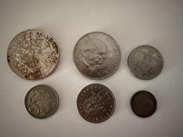 Verschiedene Silber Münzen