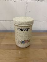 Vintage Kaffeedose aus Keramik, Caffe‘, Blumenmotiv, Top