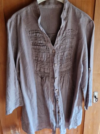 Leinenbluse, steinfarben