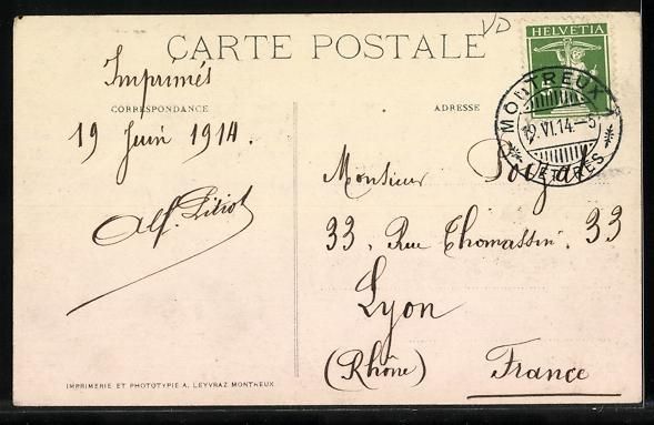 Cartoline postali: AK Clarens, Panorama, 1914 – Usato da Berlin venduto da bartko-reher 1