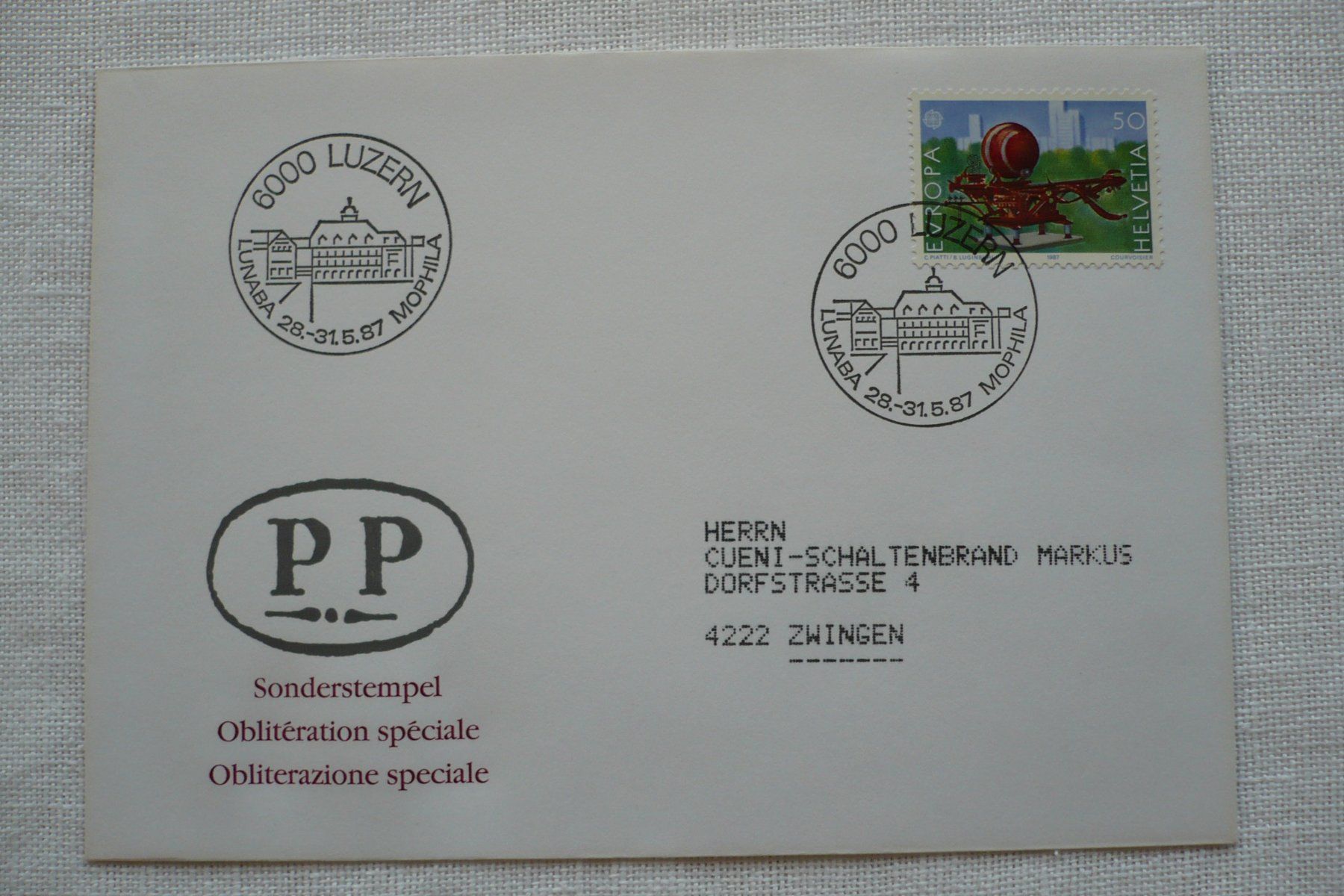 Tutti i francobolli: 1987 LUNABA / MOPHILA, Luzern – Usato da Zürich venduto da saltandpepper008