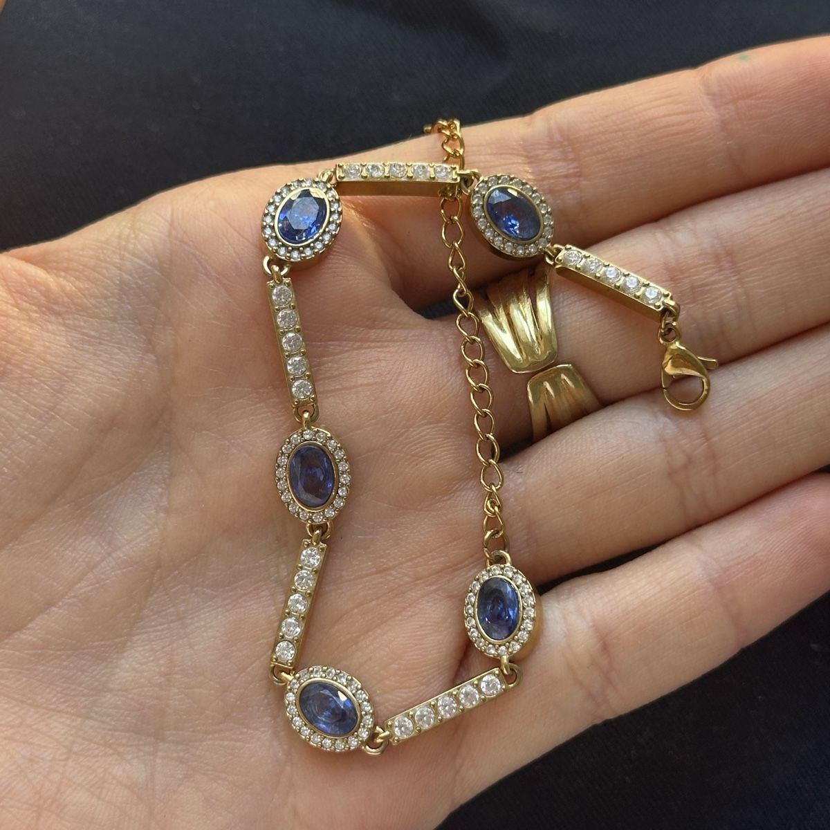 Bracelets: 18KGP Funkelnde Saphir Armkette  – Neuf (Voir description) à Givisiez par dor_xb9k 2