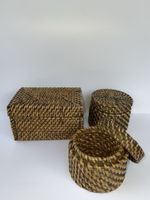 Deko Korb Set Naturmaterial geflochten 3 Stck