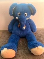 Grosser Stofftier Elefant 130cm blau mit Schleife Neu