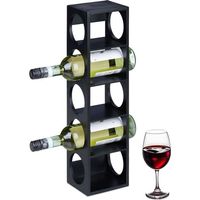 2 Relaxdays Weinregale für je 5 Flaschen, Bambus, schwarz