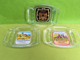 alte Glas Aschenbecher Emil Nüesch Balgach 3 Stück