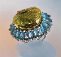 Ring mit Lemon Quarz und Topasen in Silber 925