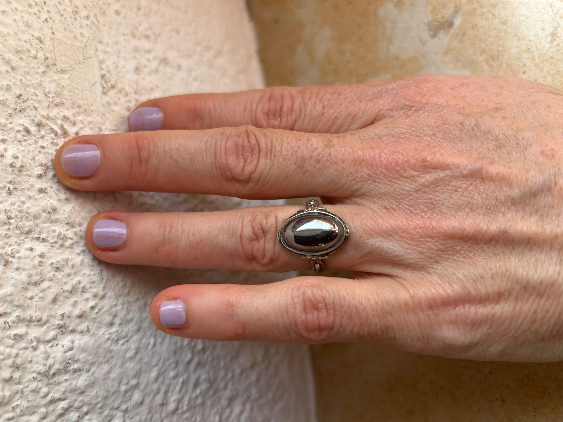 Anelli: Vintage Silber Ring mit Hämatit Stein (54) – Usato da Laufen venduto da Bellebellezza 1