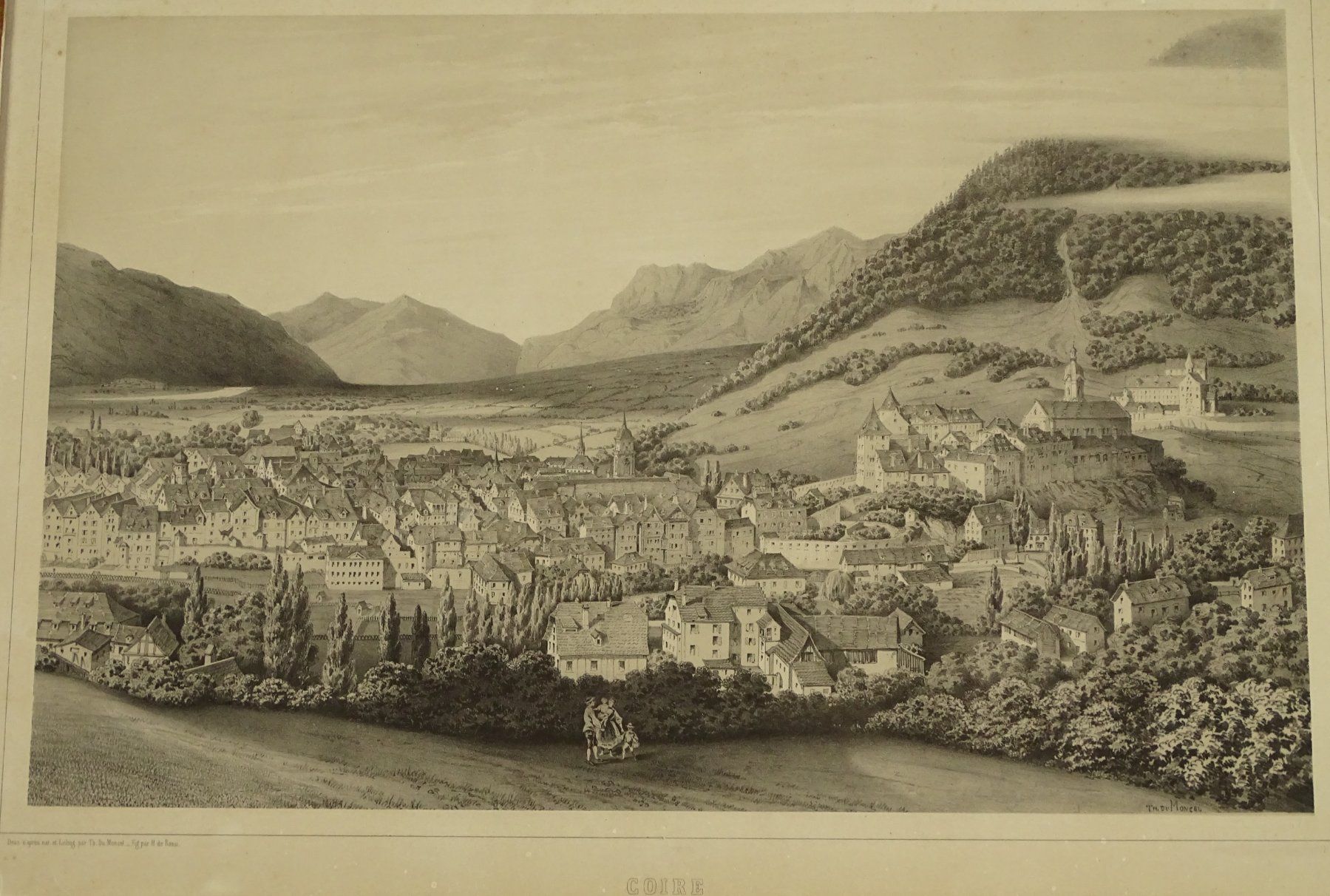 Stiche: CHUR, LITHOGRAPHIE VON DU MONCEL UM 1840 – Gebraucht aus Grüningen von Kartensammler 1