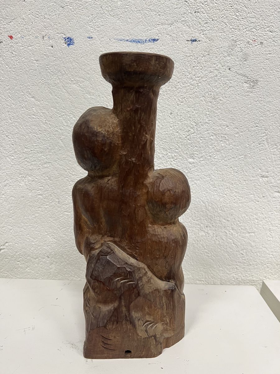 Statuette: Sculpture bougeoir en bois – Usato da Vétroz venduto da Chrisbad60 2