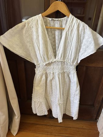Vestito corto Zara bianco in pizzo sangallo taglia S