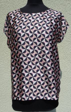 More & more Shirt blau rosa creme Top Gr 38 grafisches Muste
