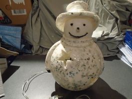 Schneemann weiss/silberfarbig, leuchtet