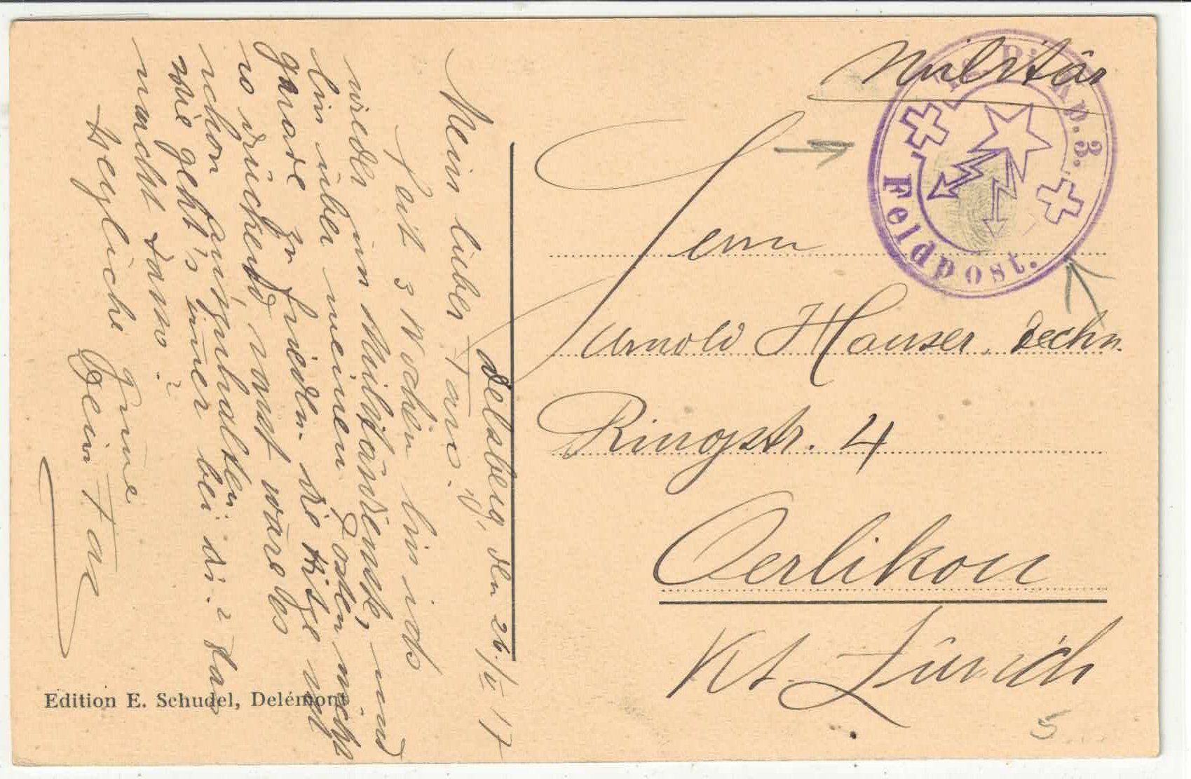 Cartoline postali: Delemont - Vue generale – Usato da Ettingen venduto da Kartenplanet 1