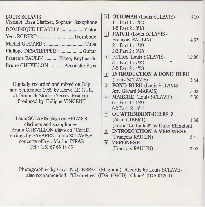 CD: LOUIS SCLAVIS SEPTET - CHAMBER MUSIC – Usato da Lausanne venduto da sbar224 2
