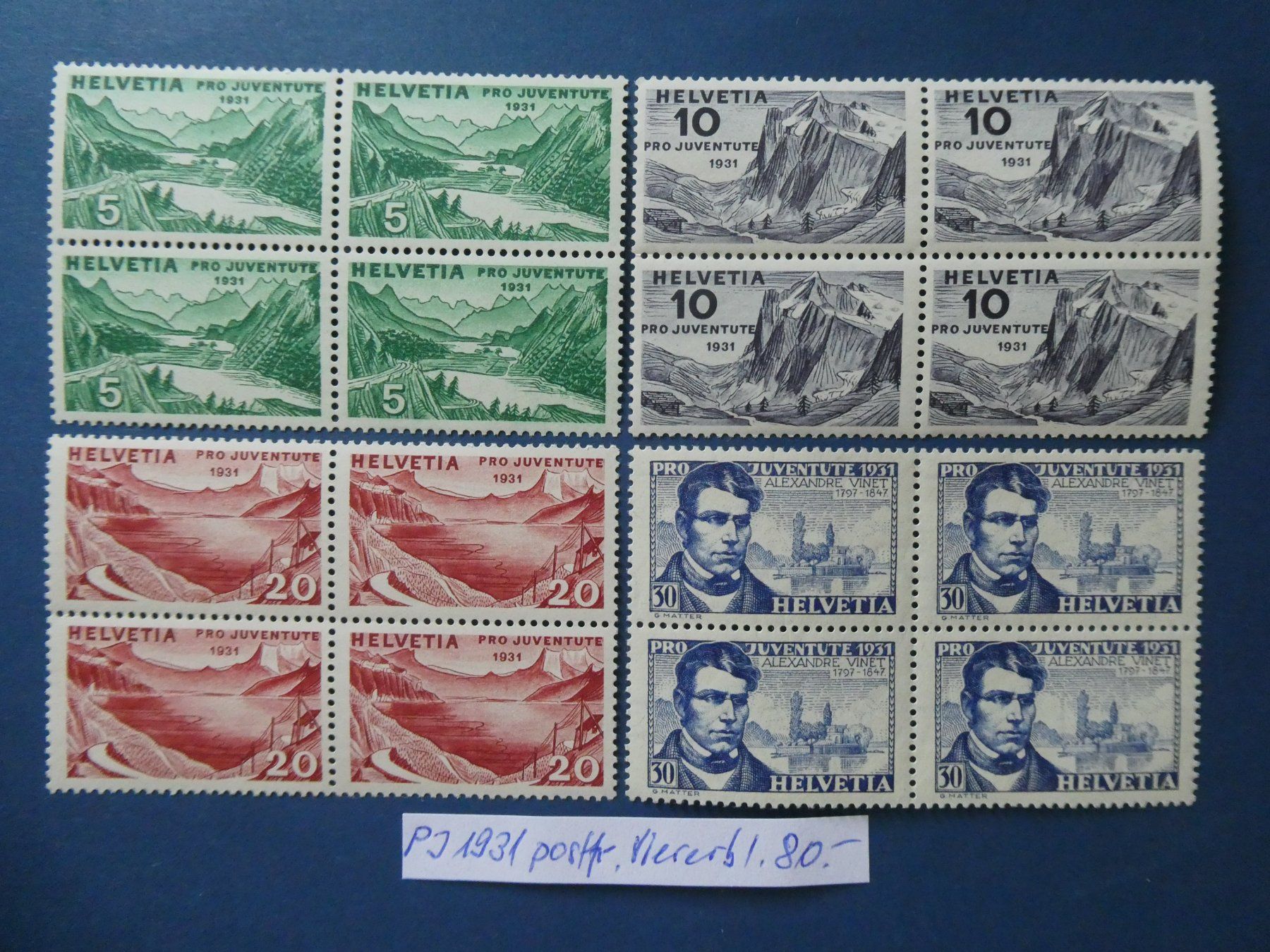 Tutti i francobolli: PJ 1931 postfrische ** Viererblöcke – Usato da Lausen venduto da Herbamare01