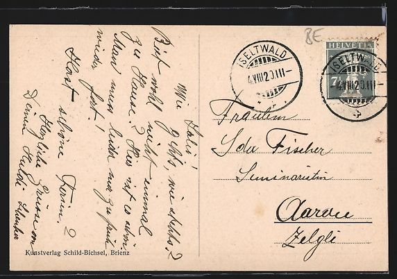 Cartoline postali: Iseltwald am Brienzersee, Ortsansicht mi – Usato da Berlin venduto da bartko-reher 1