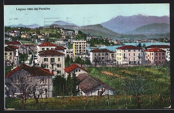 Cartoline postali: AK Lugano, Lugano visto dal Paradiso – Usato da Berlin venduto da bartko-reher