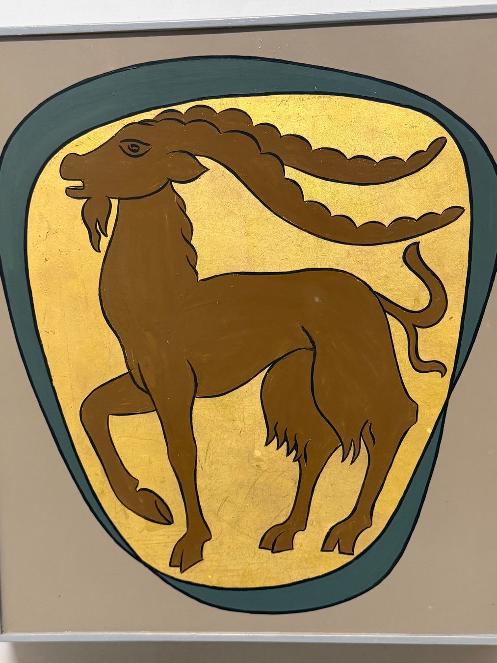 Gemälde: Vintage Schweizer Sternzeichens Steinbock - Glarus Wappen – Gebraucht aus Basel von PAUL_ART 1