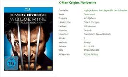 X-Men Origins: Wolverine (Bluray + DVD)