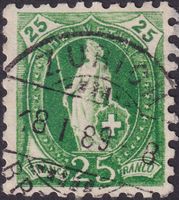 1889, 67B, gute Zähnung von ZÜRICH: 18.JAN.1889, Kat: 50.-+