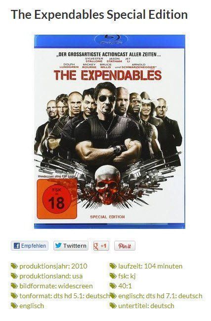 Tutti i DVDs: The Expendables Special Edition (Bluray) – Usato da Buchrain venduto da Sssschaller