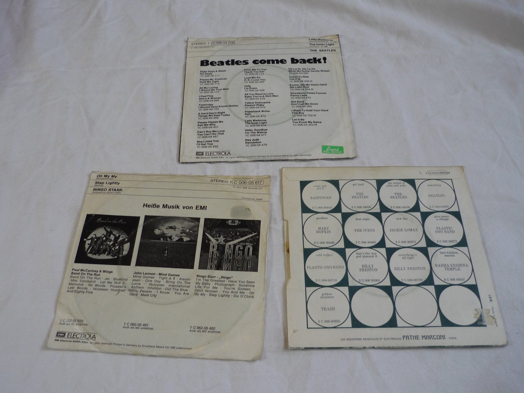 Dischi in vinile: 3x 7" Vinyl Singles - George Harrison + The Beatles + Ringo – Nuovo e nell'imballaggio originale da Beringen venduto da Flatretriever 1