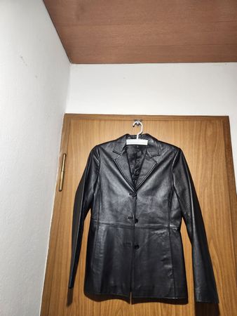 Veste blazer en cuir noir, taille 38