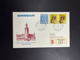 Swissair Erstflugbrief Zürich - Stockholm 1967