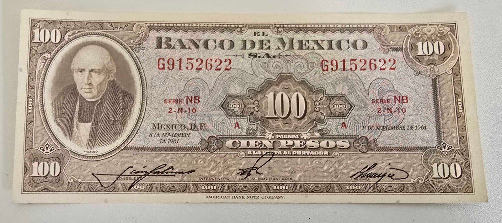 Banconote: Mexico MEXIQUE 100 PESOS 1961 – Usato da Yens venduto da banknotescollection