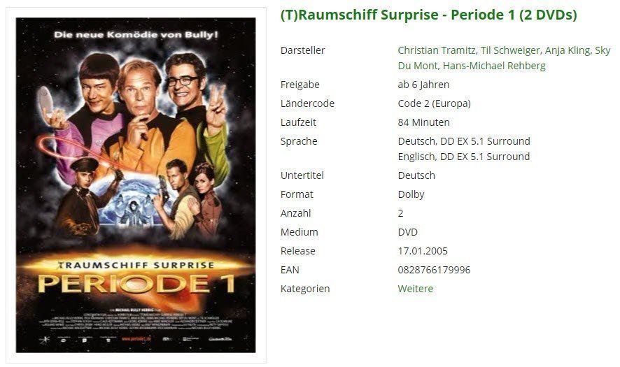 Tutti i DVDs: (T)Raumschiff Surprise - Periode 1 – Usato da Buchrain venduto da Sssschaller