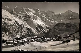 Mürren, Totalansicht des Ortes mit Ebne