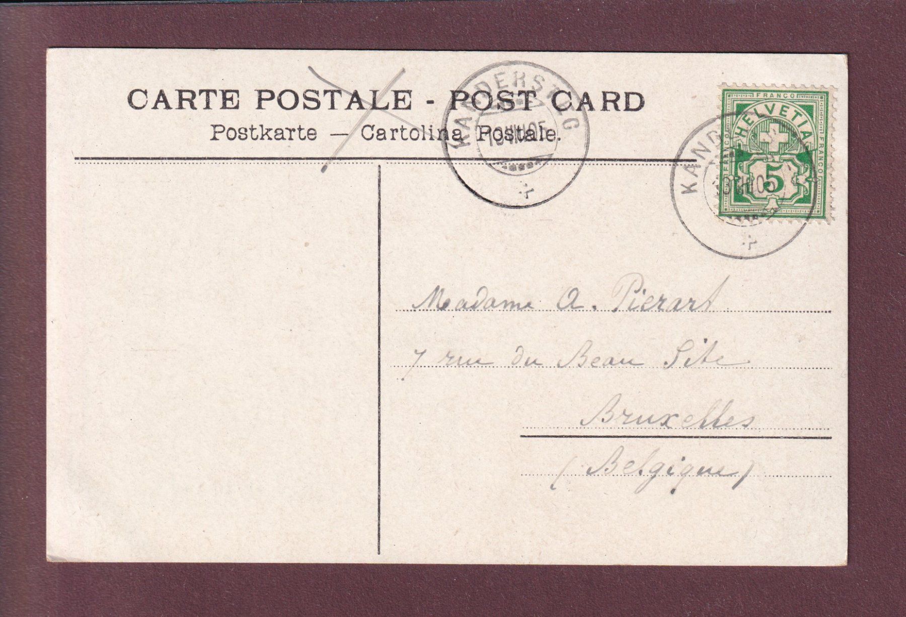 Ansichtskarten: OESCHINENSEE - 1905 – Gebraucht aus Pully von nicecards 1