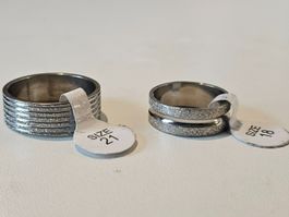 2 Stk. Ringe aus Edelstahl, Freundschaftsringe Gr. 21/18