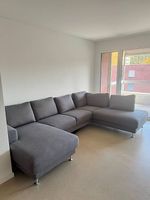 Grosses Ecksofa U-Form, Stoff grau