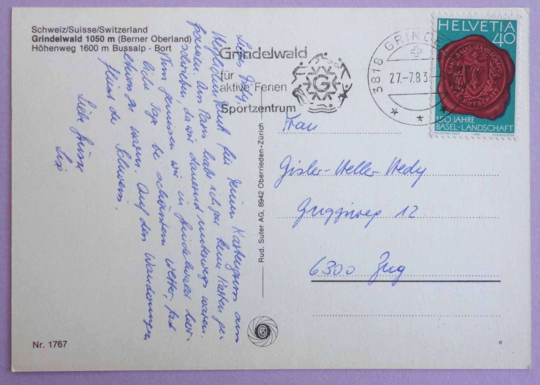 Cartoline postali: Grindelwald - Höhenweg Bussalp - Bort – Usato da Fétigny venduto da Billy2miny 1