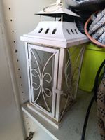 Vintage Laterne, Metall, Weiss, Shabby Chic