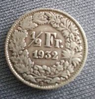 50 Rp. - 1/2 Fr. Silbermünze Schweiz, 1932 B