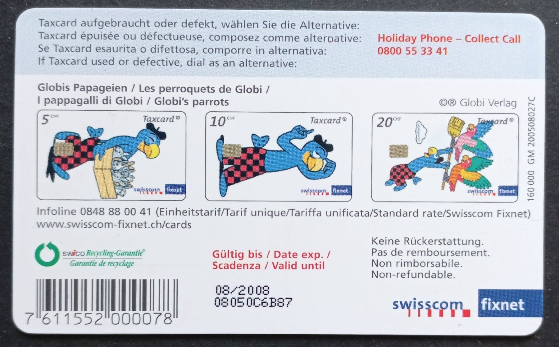 Swisscom Schede telefoniche: Taxcard - Globi - CH – Usato da Niederuzwil venduto da lubimaja 1
