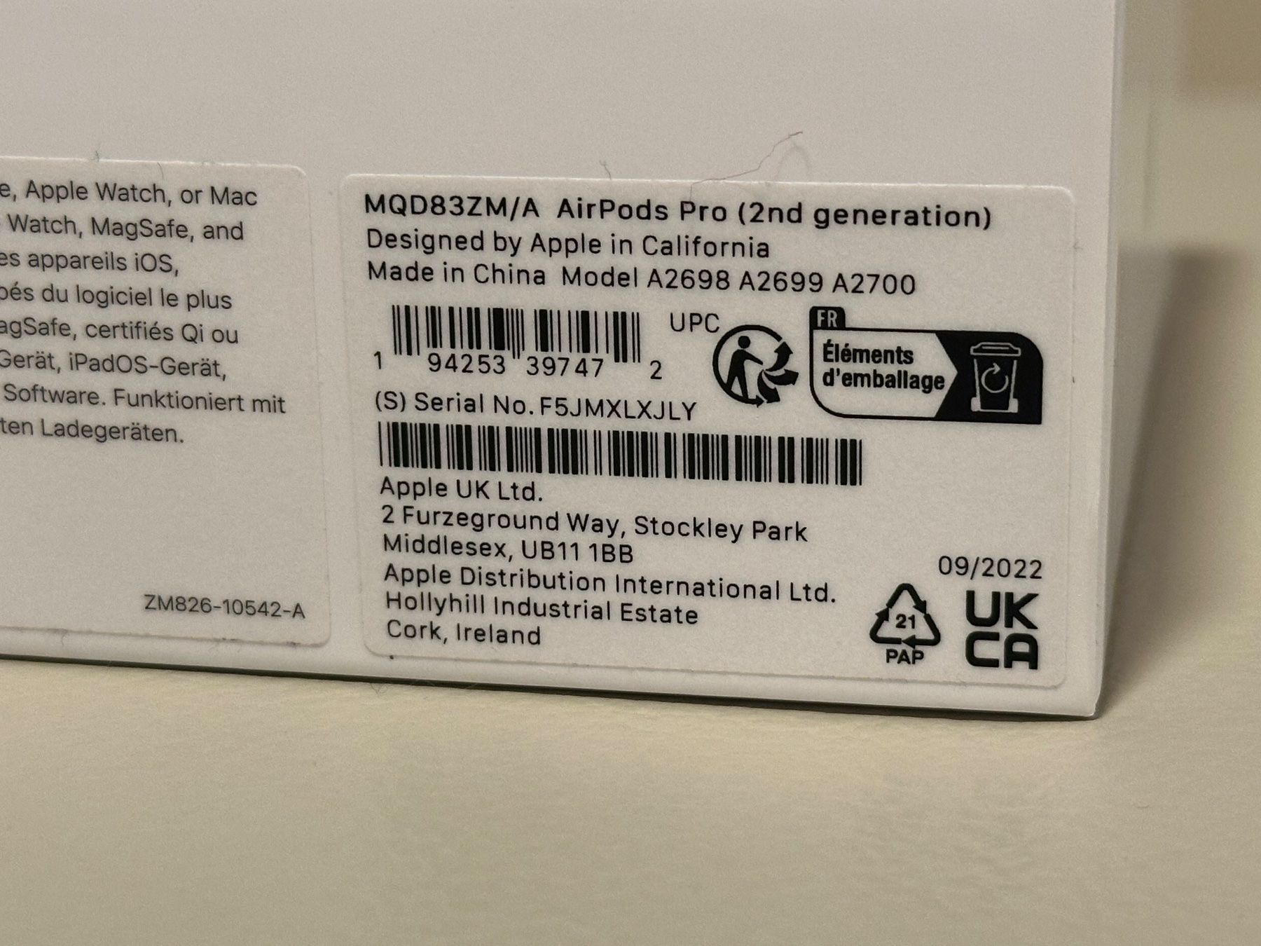 Apple Cuffie: Kopfhörer AirPods Pro 2nd Generation mit MagSafe Ladecase – Usato da Zürich venduto da boma.dr 2