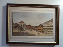 Bild Dorfplatz Trogen Zellweger 26 cm x 20 cm in Holzrahmen