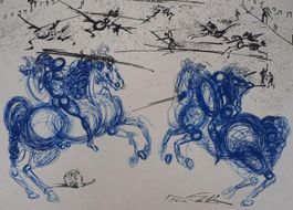 🐎 Salvador DALI , Gravure The Blue Riders, 1973 🐎